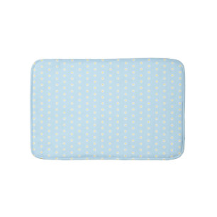 Cute light blue yellow white daisy flower pattern  bath mat