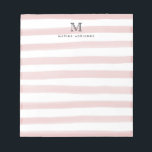 Cute Light Blush Pink  Watercolor Stripes Monogram Notepad<br><div class="desc">The design features a personalised monogram initial and name in a simple and modern typographic font with a cute,  modern and stylish light blush pink watercolor brush stripes.</div>