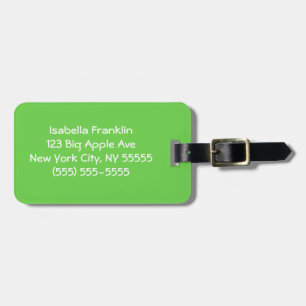 Cute Light Green Solid Colour Minimalist Luggage Tag