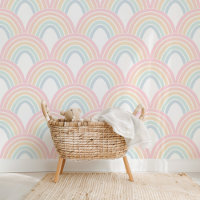 Cute Light Pastel Rainbow Scallop Pattern 