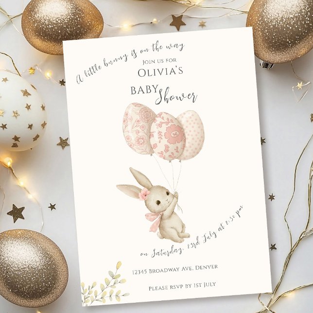 Cute Light Pink Baby Bunny Baby Shower Invitation (Creator Uploaded)