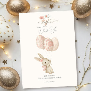 Cute Light Pink Baby Bunny Easter Thank You Card