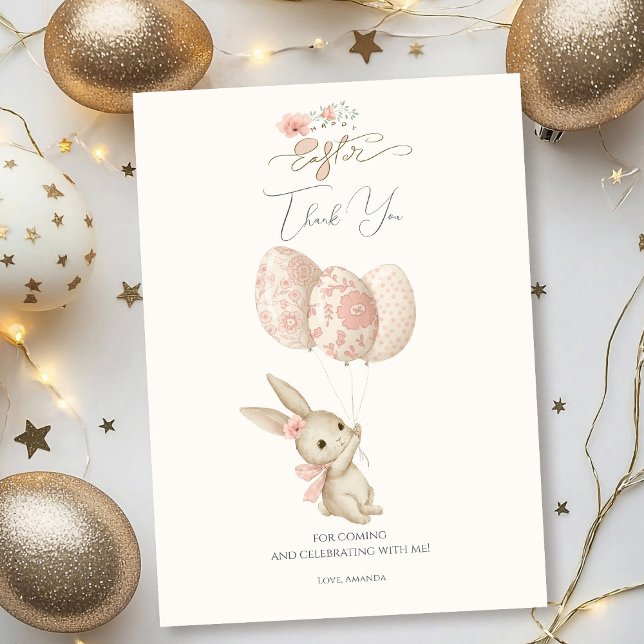 Cute Light Pink Baby Bunny Easter Thank You Card (Creator Uploaded)
