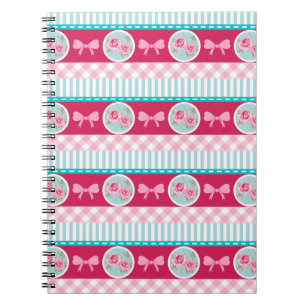 Cute Light Pink & Blue Girly Pattern Notebook