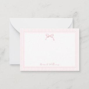 Cute Light Pink Bow and Stripes Border Card