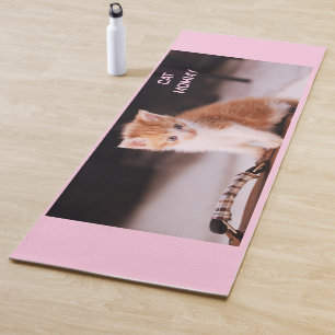 Cute Light Pink "Cat Mummy" Orange Kitten Yoga Mat