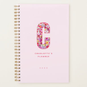 Cute Light Pink Floral Monogrammed Personalised Planner