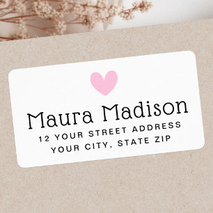 Cute light pink love heart return address label