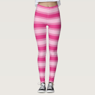 Cute Light Pink, Pink & Hot Pink Stripes Leggings