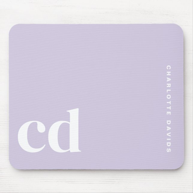 Cute Light Purple Monogram Initial Mouse Pad (Front)