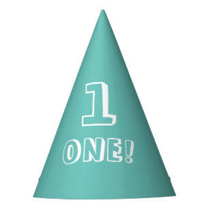 Cute light teal custom number age year birthday party hat