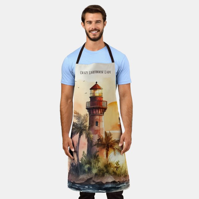 Cute lighthouse lovers beach house apron (Worn)