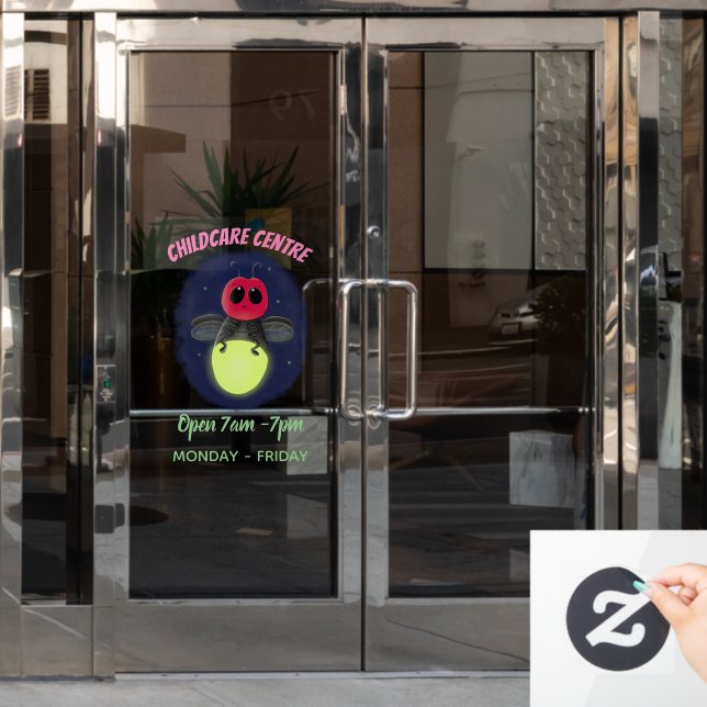 Cute lightning bug firefly cartoon illustration (Office Door)