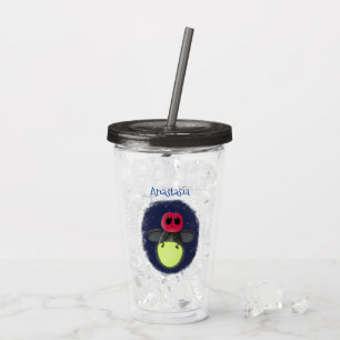 Cute lightning bug firefly cartoon illustration acrylic tumbler