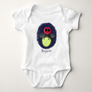 Cute lightning bug firefly cartoon illustration baby bodysuit