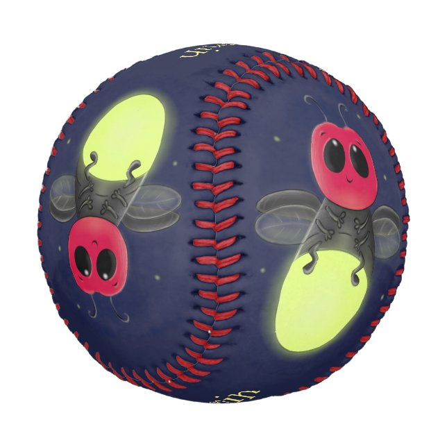 Cute lightning bug firefly cartoon illustration baseball (Angled)