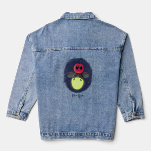 Cute lightning bug firefly cartoon illustration denim jacket