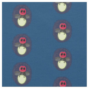 Cute lightning bug firefly cartoon illustration fabric