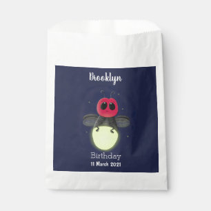 Cute lightning bug firefly cartoon illustration favour bags