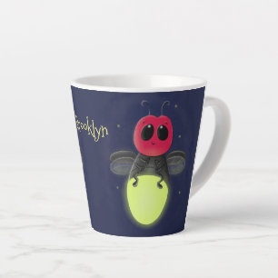 Cute lightning bug firefly cartoon illustration latte mug