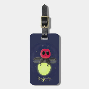 Cute lightning bug firefly cartoon illustration luggage tag