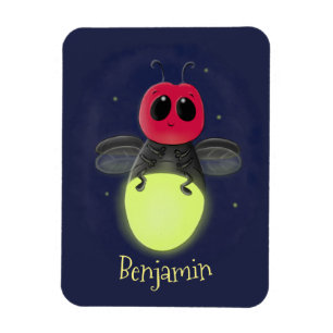 Cute lightning bug firefly cartoon illustration magnet
