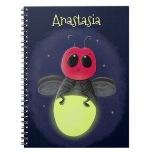 Cute lightning bug firefly cartoon illustration notebook