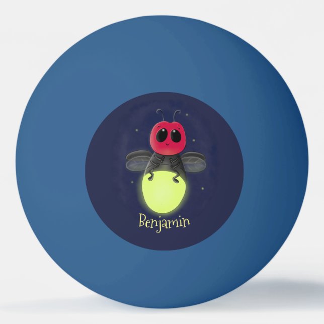 Cute lightning bug firefly cartoon illustration ping pong ball (Front)