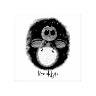 Cute lightning bug firefly cartoon illustration rubber stamp