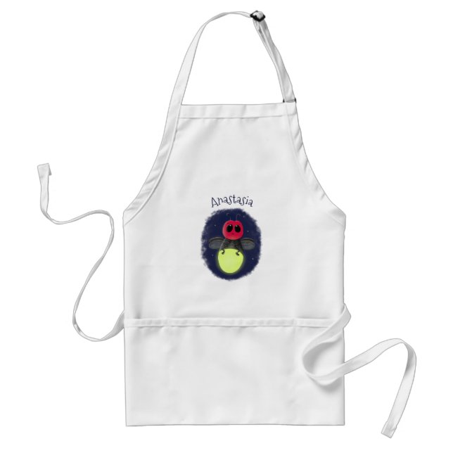 Cute lightning bug firefly cartoon illustration standard apron (Front)