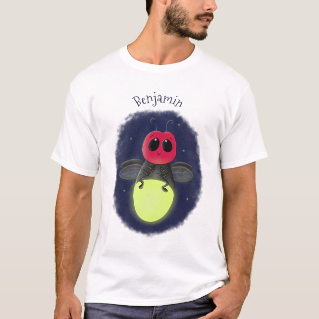 Cute lightning bug firefly cartoon illustration T-Shirt (Front)