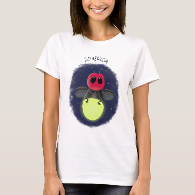 Cute lightning bug firefly cartoon illustration T-Shirt (Front)