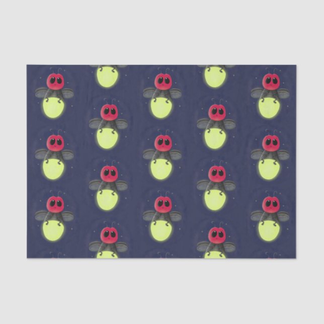 Cute lightning bug firefly cartoon illustration tissue paper (Front)