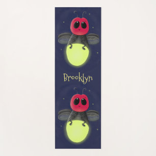 Cute lightning bug firefly cartoon illustration yoga mat