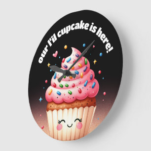 Cute L'il Cupcake Sprinkles Nursery Large Clock
