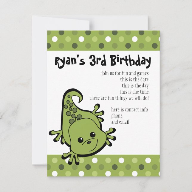 Cute Lil' Lizard Invitation (Front)