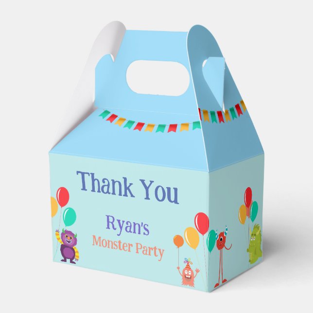 Cute lil monster cartoon fun birthday party favour box (Front Side)