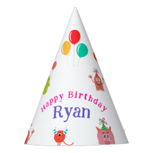 Cute lil monster cartoon fun birthday party party hat