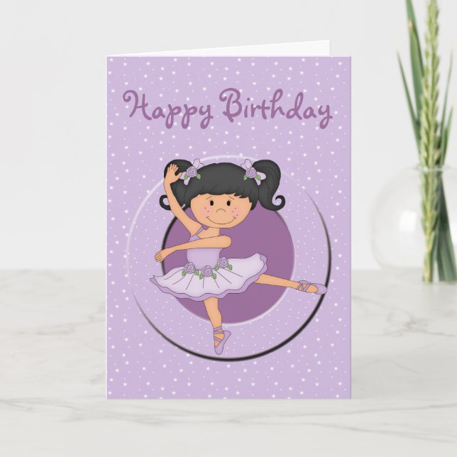 Cute Lilac Ballerina 1 Birthday Card (Front)