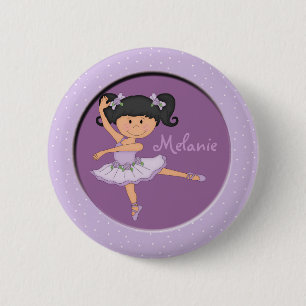 Cute lilac Ballerina 1 Custom Name 6 Cm Round Badge
