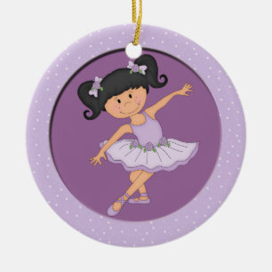 Cute Lilac Ballerina 3 Ballet Star Ceramic Tree Decoration