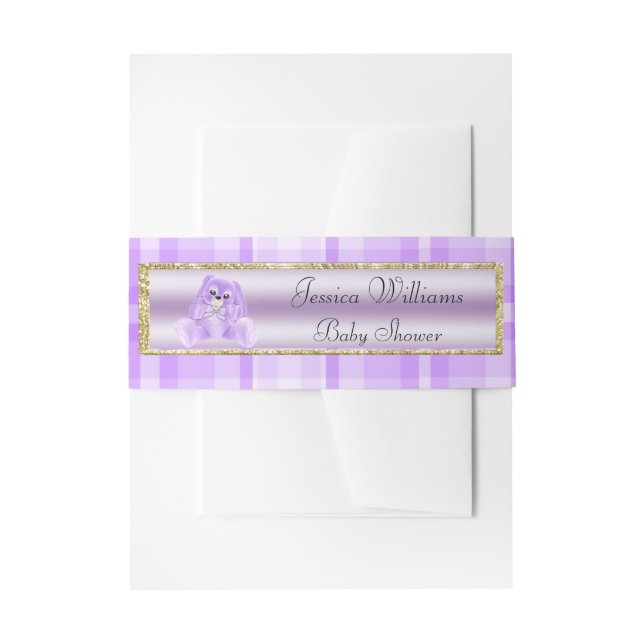Cute Lilac Bunny Invitation Belly Band (Front Example)
