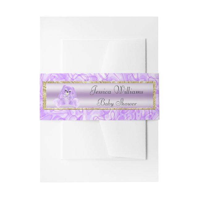Cute Lilac Bunny Invitation Belly Band (Front Example)