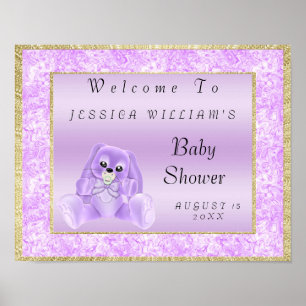 Cute Lilac Bunny "Welcome" Poster