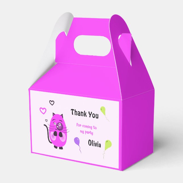 Cute lilac cat favour box (Front Side)