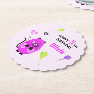 Cute lilac cat paper coaster