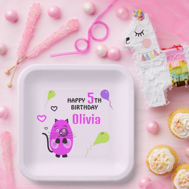 Cute lilac cat paper plate (Party)