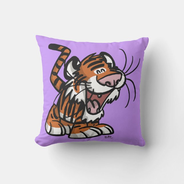 Cute Lil'Tiger Cartoon Pillow (Front)