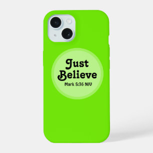 Cute Lime Green Believe Bible Verse Miracle Faith iPhone 15 Case
