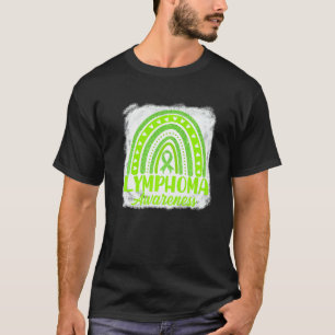 Cute Lime Green Ribbon Boho Rainbow Lymphoma Aware T-Shirt